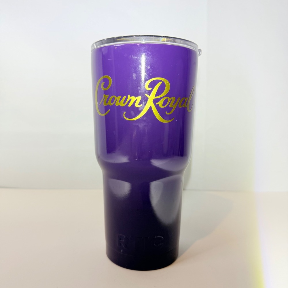 RTIC Crown Royal Purple Gold Stainless Steel Insulated 30oz Tumbler with Lid